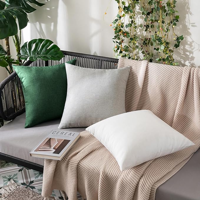 MIULEE Pack of 2 Decorative Outdoor Solid Waterproof Throw Pillow Covers Faux