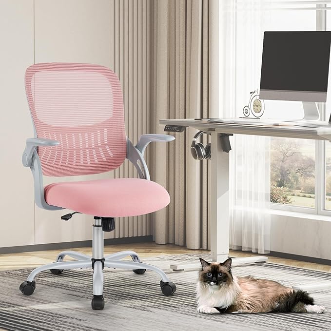 Sweetcrispy Home Office Computer Desk Chair, Ergonomic Mid-Back Mesh Rolling