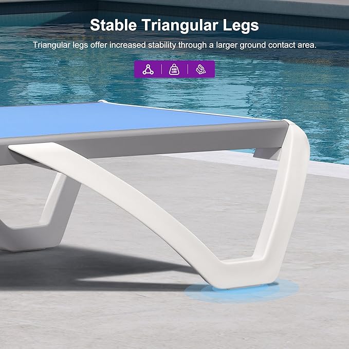 PURPLE LEAF Patio Chaise Lounge Chair Outside Aluminum Plastic Stackable