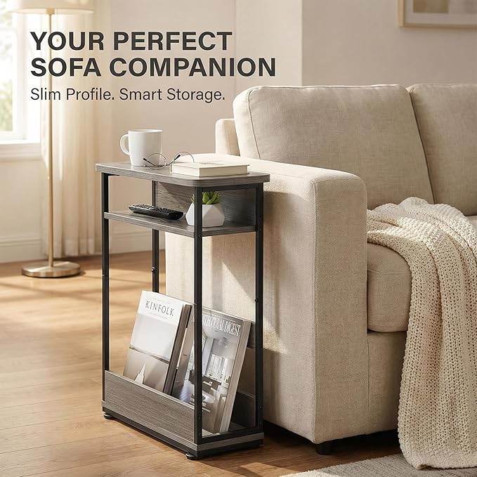 Narrow Side Table, 3-Tier Slim End Table