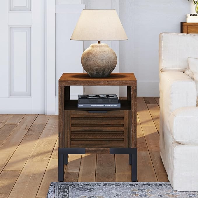 Bme Millie Solid Acacia Wood Rustic Nightstand