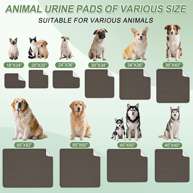 Washable Pee Pads for Dogs, Reusable Puppy Pads Dog Pads, Non-Slip Dog Pee Pads, Leakproof Pet Pee Pads Wee Wee Pads for Dogs. (Coffee, 40"x60"(Pack of 1))