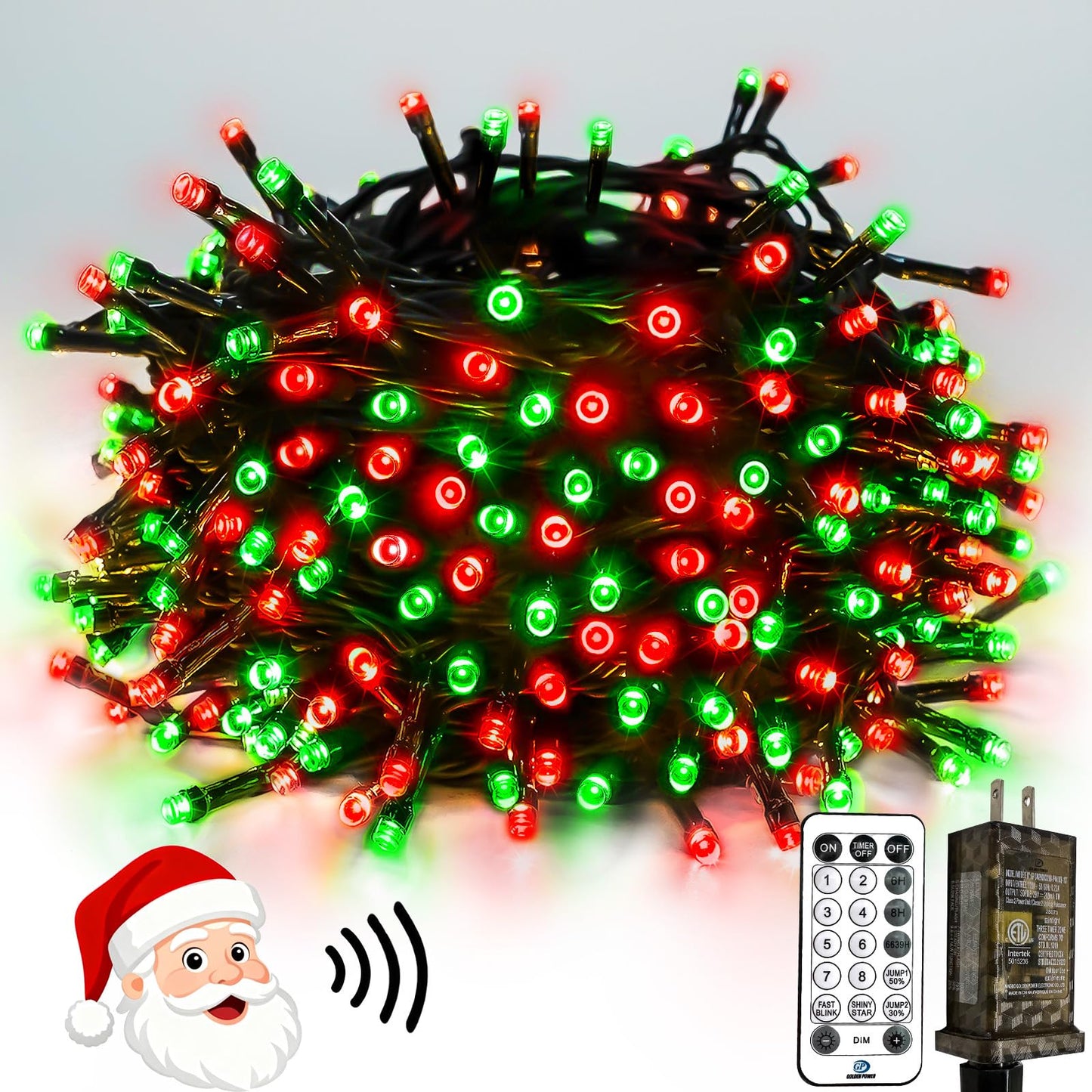 Voice Controlled Christmas Lights with Remote, 99 FT 300 LED String Lights Indoor Outdoor with 12 Modes 3 Timers, Dimmable Twinkle Light Plug in Waterproof for Xmas Tree Party Decor, Red and Green