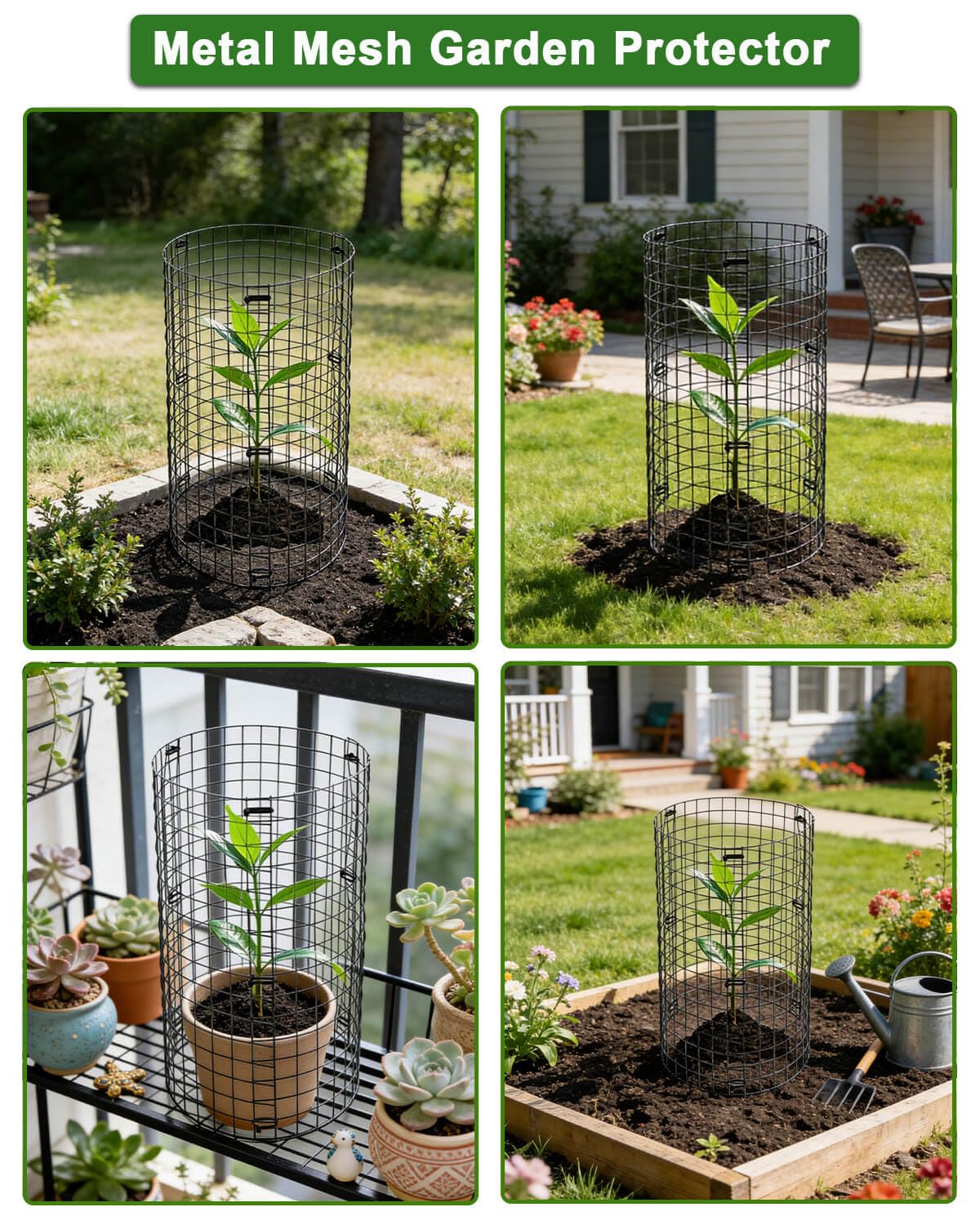 24Pcs Plant Protectors from Animals - Plant Cages for Outdoor Plants 11.8"x15.8" Metal Mesh Garden Protector for Flowers, Vegetables, to Stop Rabbits, Chickens and Squirrels
