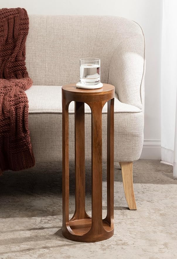 Kate and Laurel Dahl Wooden Round Drink Table; 8 x 23; Walnut Brown;