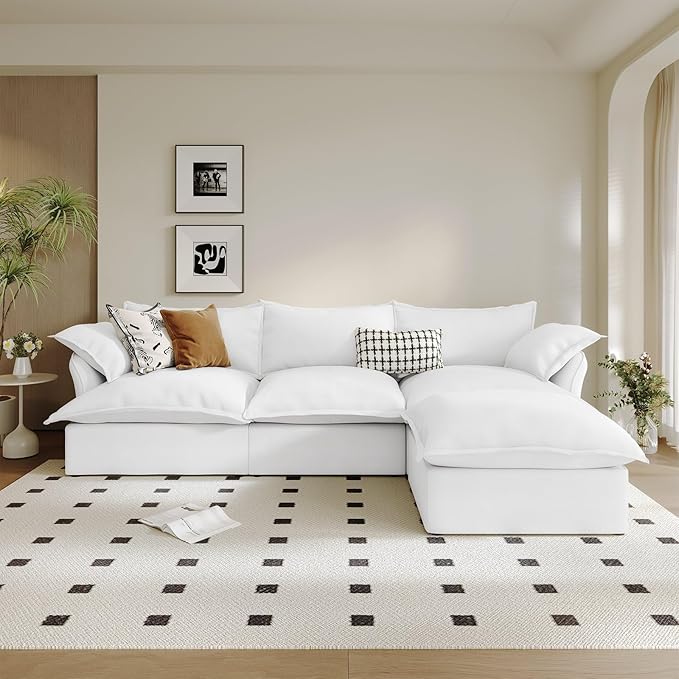 Waterproof Cloud Sectional Sofa, 114.2" Large L Shape Stain Resistant Modular