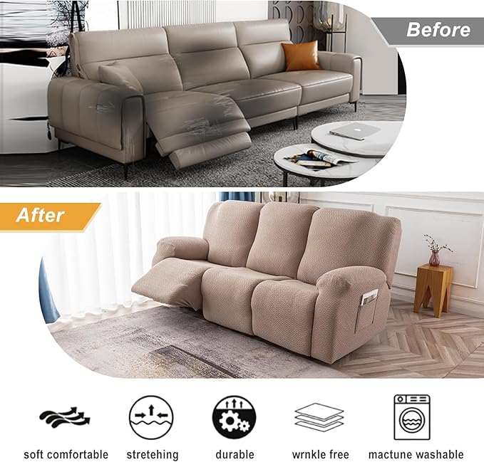 Genina Recliner Cover Stretch Couch Covers, Sofa slipcover