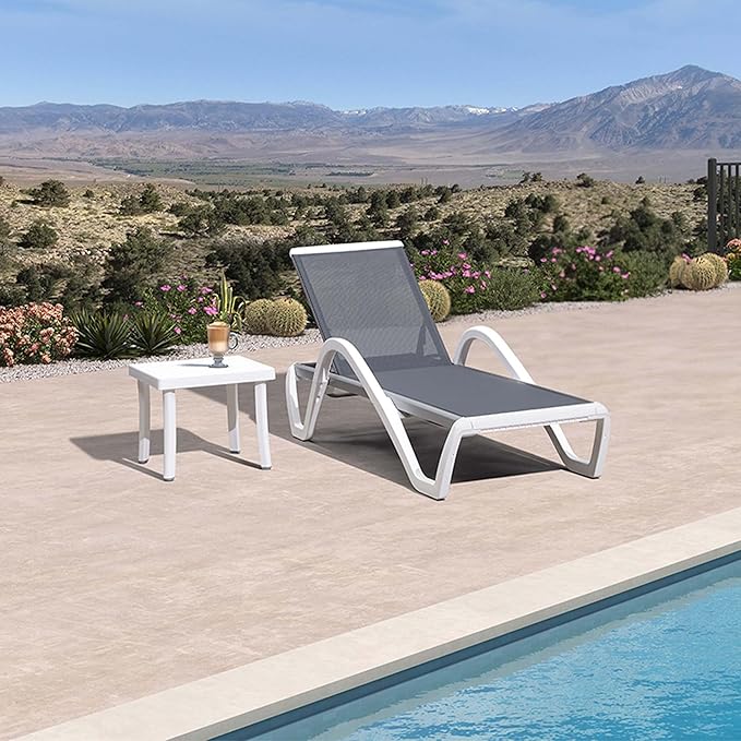 PURPLE LEAF Patio Chaise Lounge Chair Set Outside Aluminum Plastic Stackable