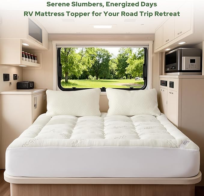 BEDLORE RV Queen Mattress Topper Viscose Derived from Bamboo, Pillow Top