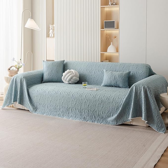 DREAMINGO Bubble Textured Cooling Sofa Cover, Ice Silk Breathable Couch Cover