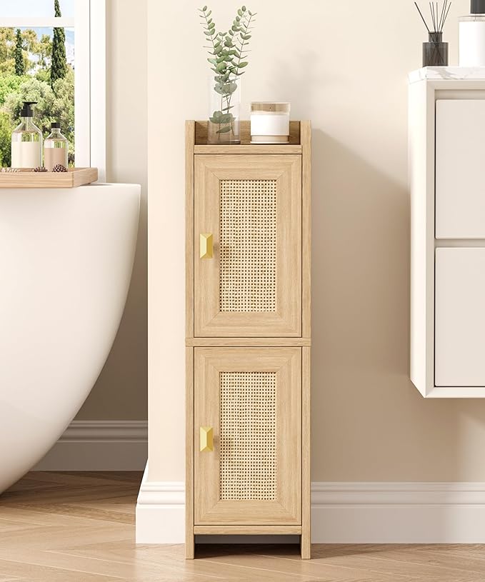 Akxomel Rattan Small Bathroom Cabinet