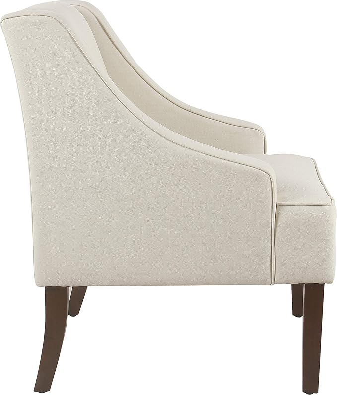 Homepop Upholstered Classic Swoop Arm Accent Chair Home Décor, Warm Ivory