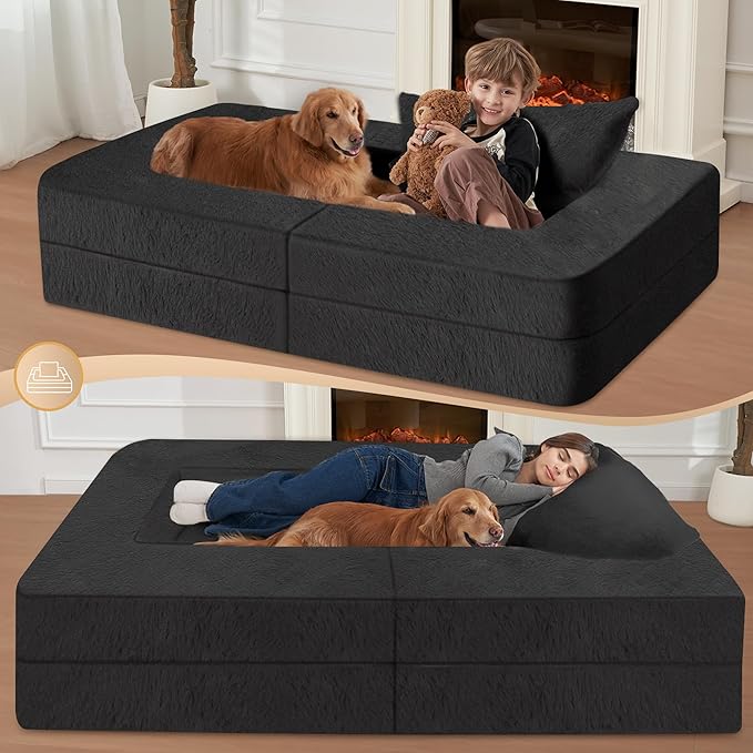 Futon Sofa Bed with Pillow, 3-in-1 Sleeper Sofa Bed with Removable Cover