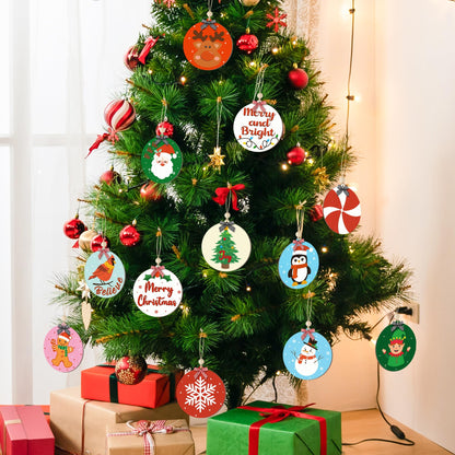 CJiangpo Christmas Gift Card Holder - 12Pcs Wooden Funny Christmas Money Holder Ornament for Cash Gift Card Sleeves Santa Snowman Hanging Decor Xmas Holiday Party Supplies Stocking Stuffers
