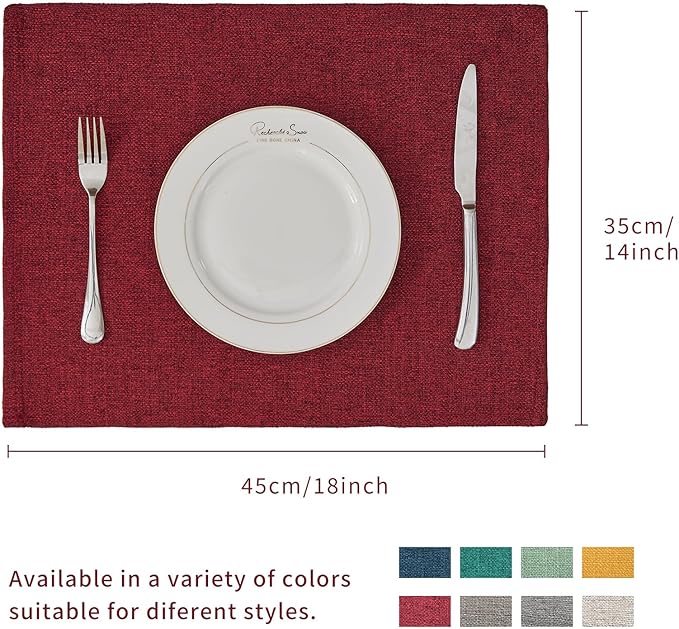 BALCONY & FALCON Placemats Set of 4 Faux Linen Cloth Place Mats Washable