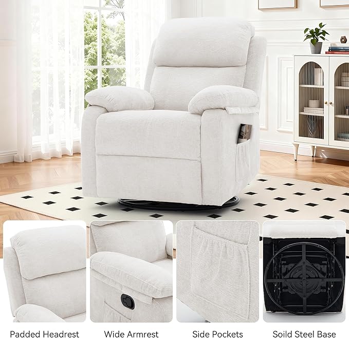 Korser Recliner Chair, 360 Swivel Rocker Chair