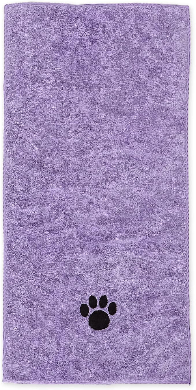 Bone Dry Pet Grooming, Embroidered Microfiber Towel Drying Collection, 15x30, Lavender