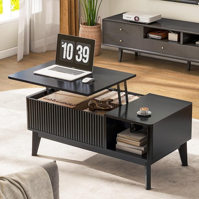 LYNCOHOME Fluted Coffee Table