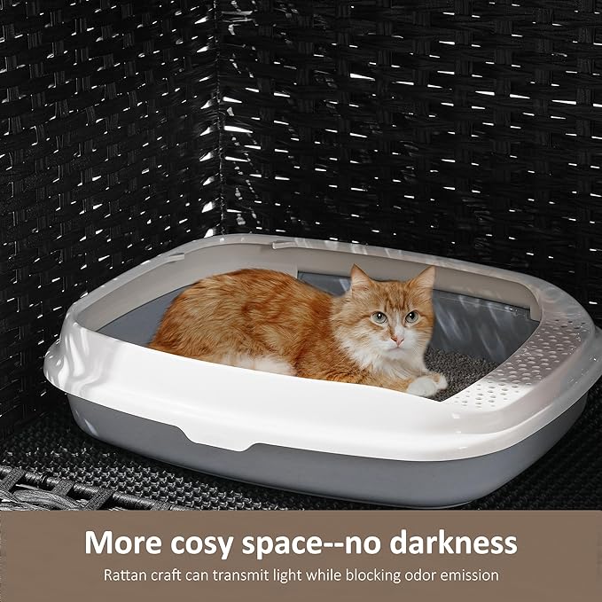 Cat Litter Box Enclosure with Soft Litter Mat; Hidden Cat Washroom Furniture
