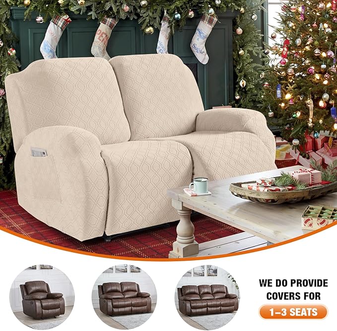 VANSOFY Recliner Cover, 2-Pieces Stretch Reclining Couch Cover