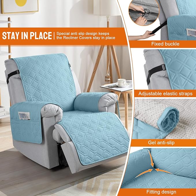 VANSOFY 100% Waterproof Recliner Chair Covers, Recliner Cover Non-Slip Dog