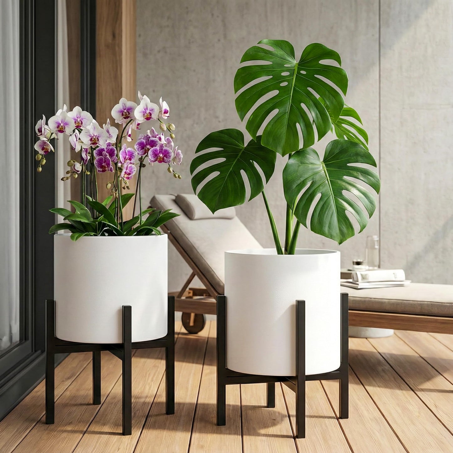 FaithLand Mid Century Plant Stand Indoor Outdoor (EXCLUDING 12" Plant Pot) , Hold Up to 12 Inch Planter, Metal Planter Stand, Potted Plant Holder, Black - Fits Snake Plant - Upgraded Design.