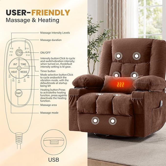 Swivel Recliner Chair for Adults