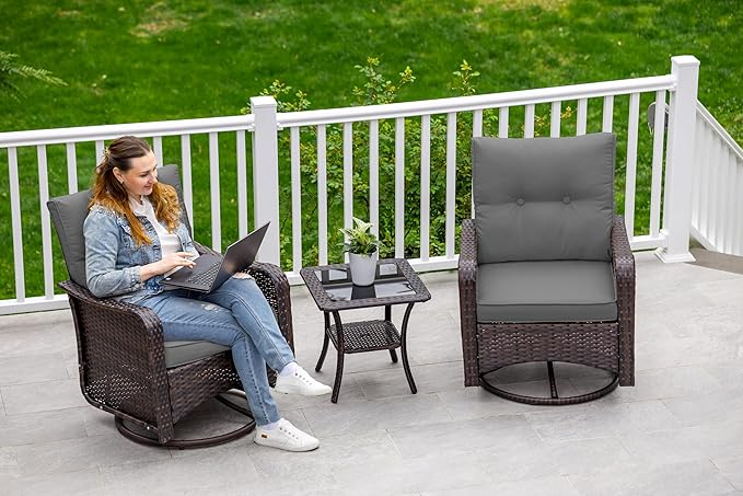 ALAULM Outdoor Swivel Rocking Chairs Set of 2