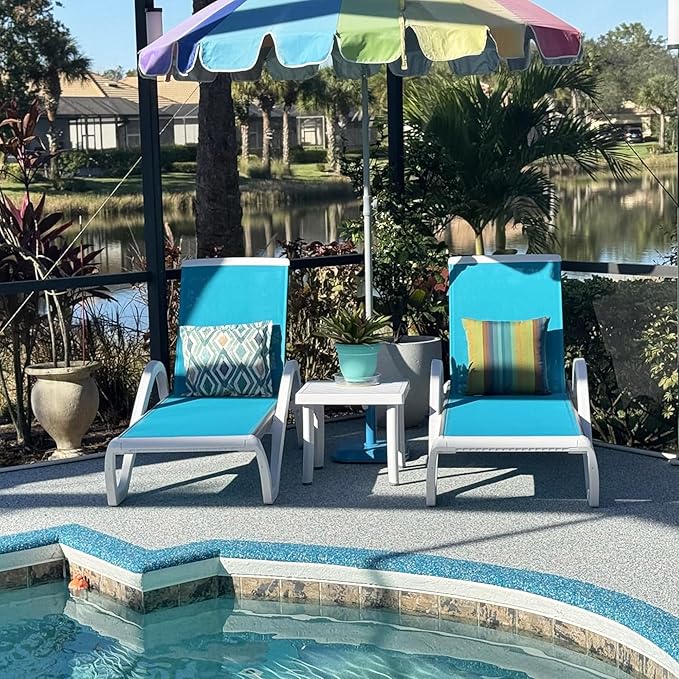 PURPLE LEAF Patio Chaise Lounge Chair Set of 3 Outside Aluminum Plastic