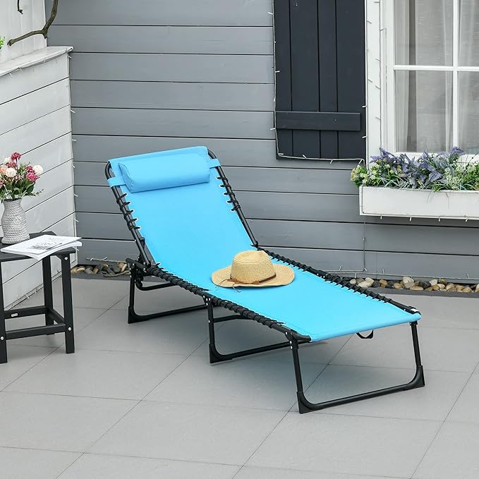 Outsunny Folding Chaise Lounge Chair, Patio Sun Tanning Chair, Outdoor Chaise