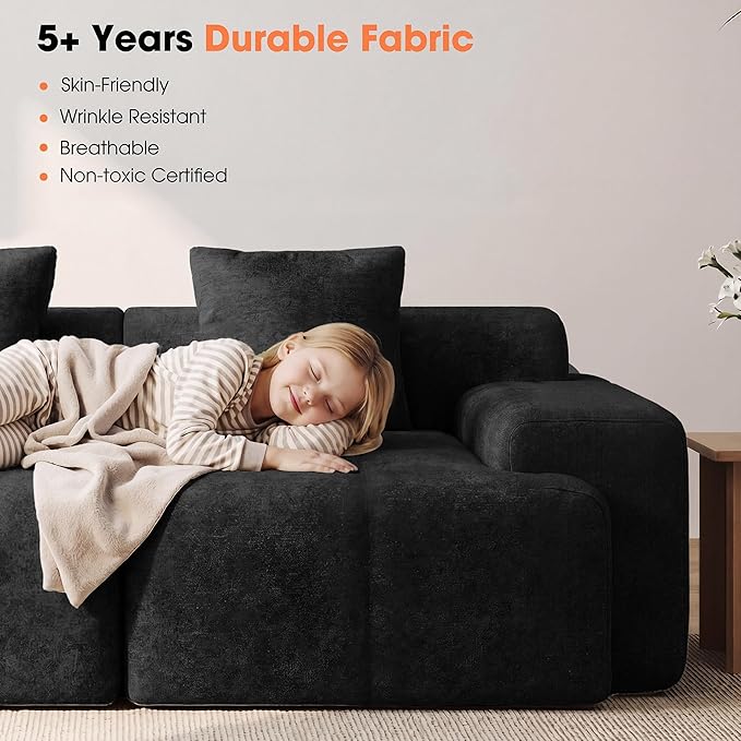 83.5" Boneless Loveseat Couch, Cloud Comfy Couches