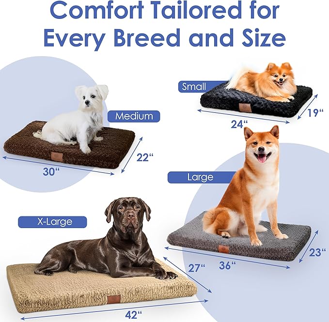 American Kennel Club Orthopedic Memory Foam Dog Crate Mat, Egg Crate Foam Cushion, Washable Cover, Non-Slip Base, Eases Joint Pain, Breathable, Durable, 42x27, Gray