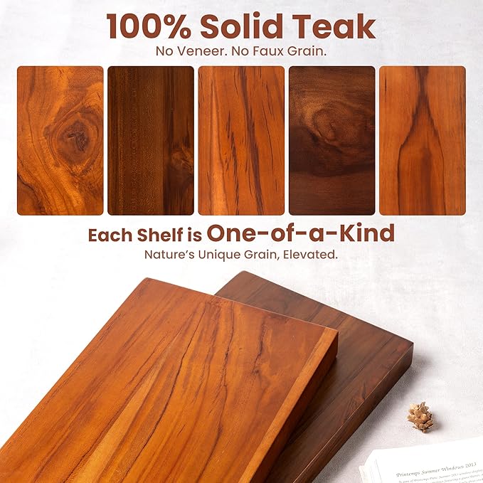 36 Inch Teak Floating Shelves Set of 2