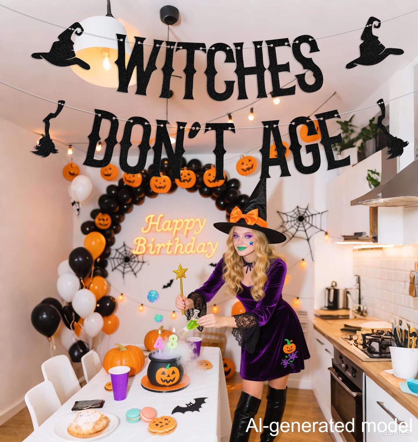 Witches Don't Age Banner - Halloween Birthday Party Decorations - Halloween Birthday Banner