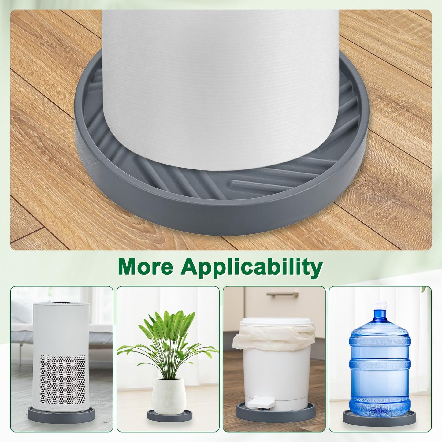 M METERXITY 2PCS Round Planter Caddies, 12 Inches Plastic Plant Roller with Wheel, Plant Saucers for Indoors, Plant Stand for Flower Pots [Gray]