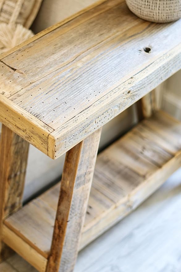 Doug and Cristy Designs Aztec A-Frame Side Table; Reclaimed Wood End Table