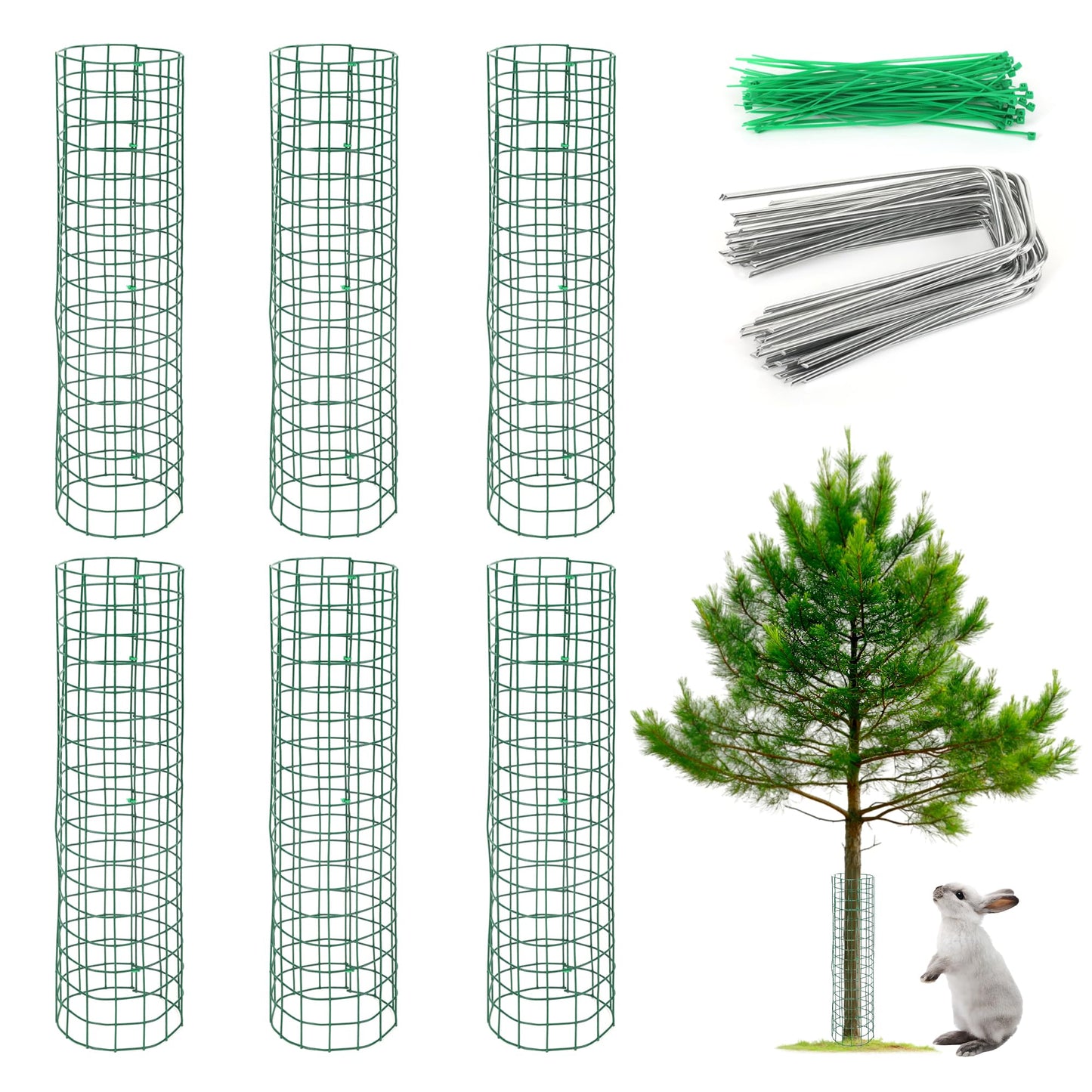 UCandy 6 Pack Plant Protector from Animals,17'' x 13'' Metal Wire Mesh Garden Plant Cages for Outdoor Gardening,Rabbits Chickens Ducks, for Vegetables, Flowers, Shrubs, Plant Protectors from Deer