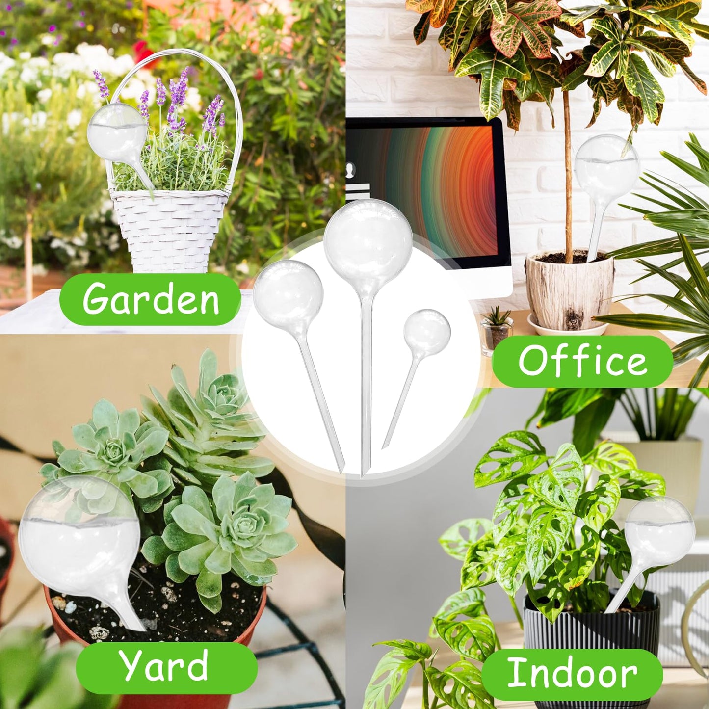 Jgalnim 20 PCS Clear Plant Watering Globes,Plastic Watering Bulbs,Self Watering Planter,Flower Automatic Watering Device for Plants Indoor,Outdoor,Flowerpot,Home Garden(Large,Medium,Small)