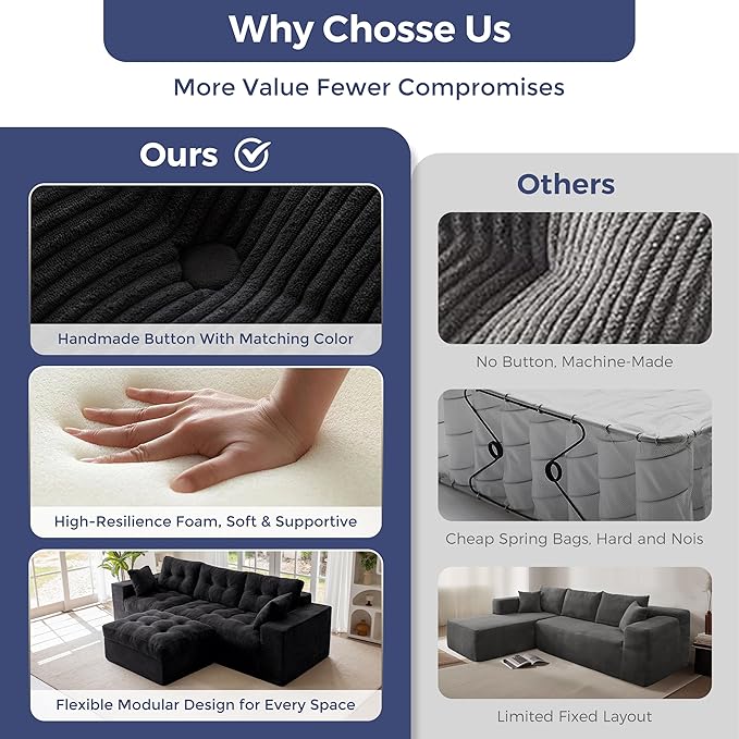 MAXYOYO 104" L Shaped Modular Sectional Sofa
