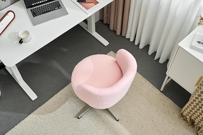 VINGLI Cute Small Swivel Desk Chair Comfy no Wheels, Ergonomic Low-Back Lumbar