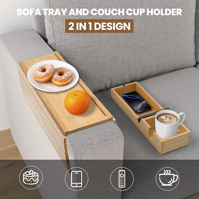 Bamboo Sofa Armrest Tray