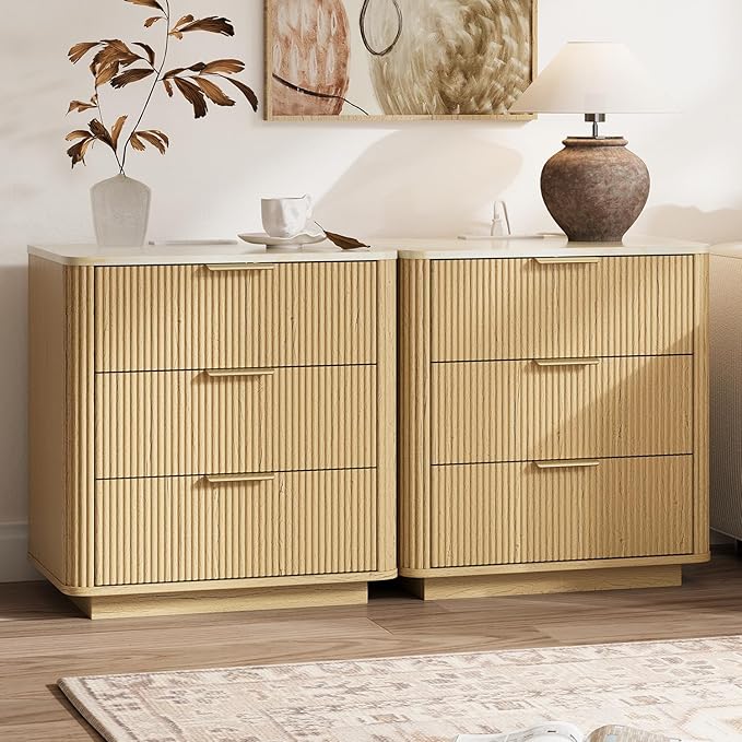 Fluted Nightstand Set of 2
