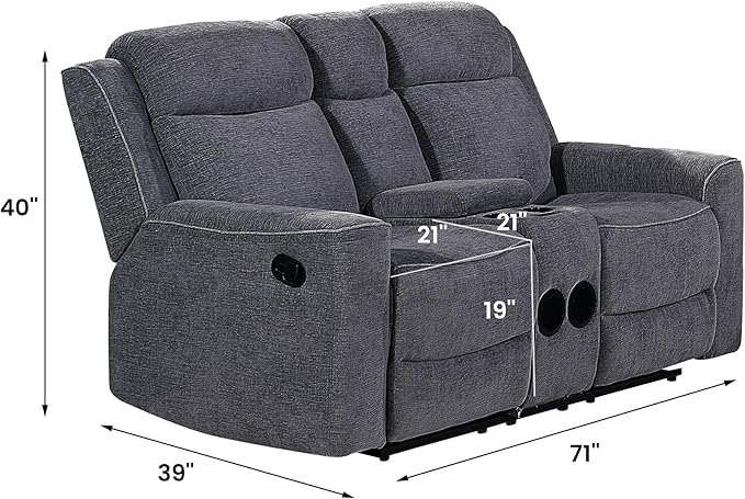 Betsy Furniture Soft Microfiber Manual Reclining Loveseat