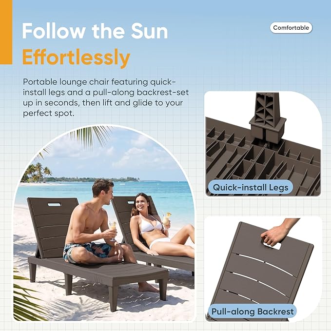 Greesum Outdoor Chaise Lounge Chairs Set of 2