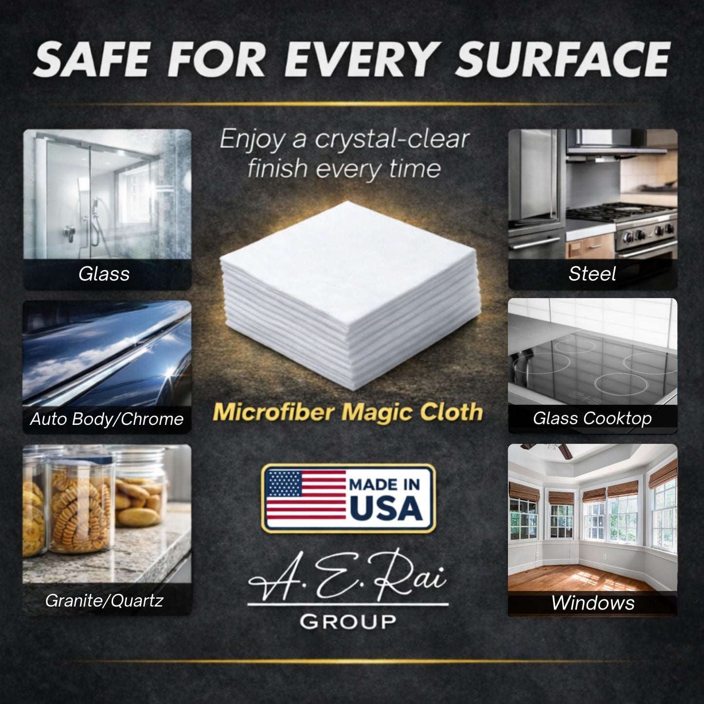 Microfiber Magic Streak Free Cleaning Cloth 6 Pack Clean Any Surface With Just Water Eco Friendly Environmentally Safe Perfect for Window, Mirror, Kitchen, Counters, Appliances, Car, Cycle, TV Screen