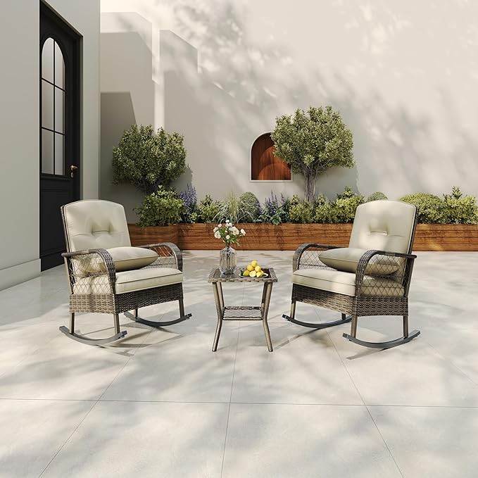 Outdoor Wicker Rocking Chair, Patio Rattan Rocker Chair