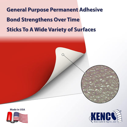 Kenco Color Coding 3 X 5 Rectangle Labels, Inventory Control Stickers 500 Labels Per Roll, Made in The USA (Red)