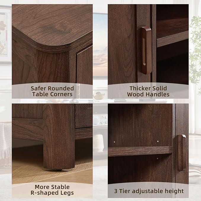 Joaxswe Farmhouse 55" Entertainment Center, Walnut Tv Stand
