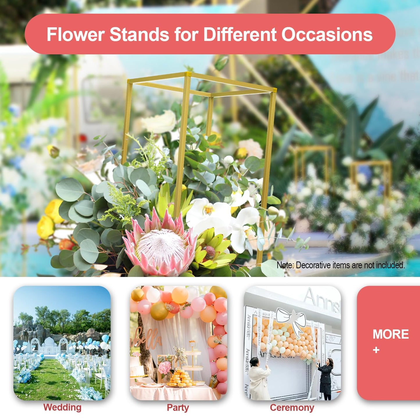 10 PCS 23.6inch Gold Column Wedding Flower Stand, Flower Floor Vase Display Rack, Wedding Centerpiece Flower Vase for Table, Tall Flower Holder for Home Party Wedding Decorations