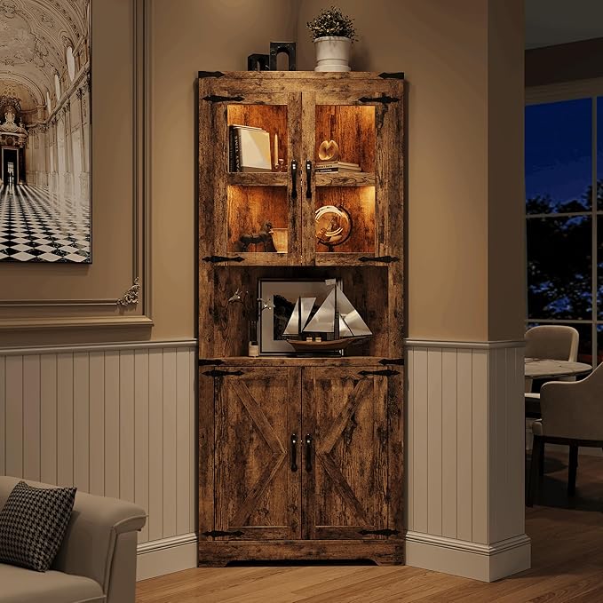 GarveeHome 67 in Tall Corner Storage Cabinet